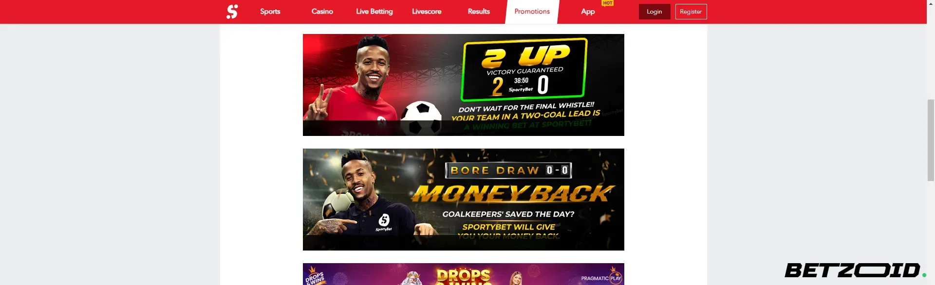Sportybet promotions page.
